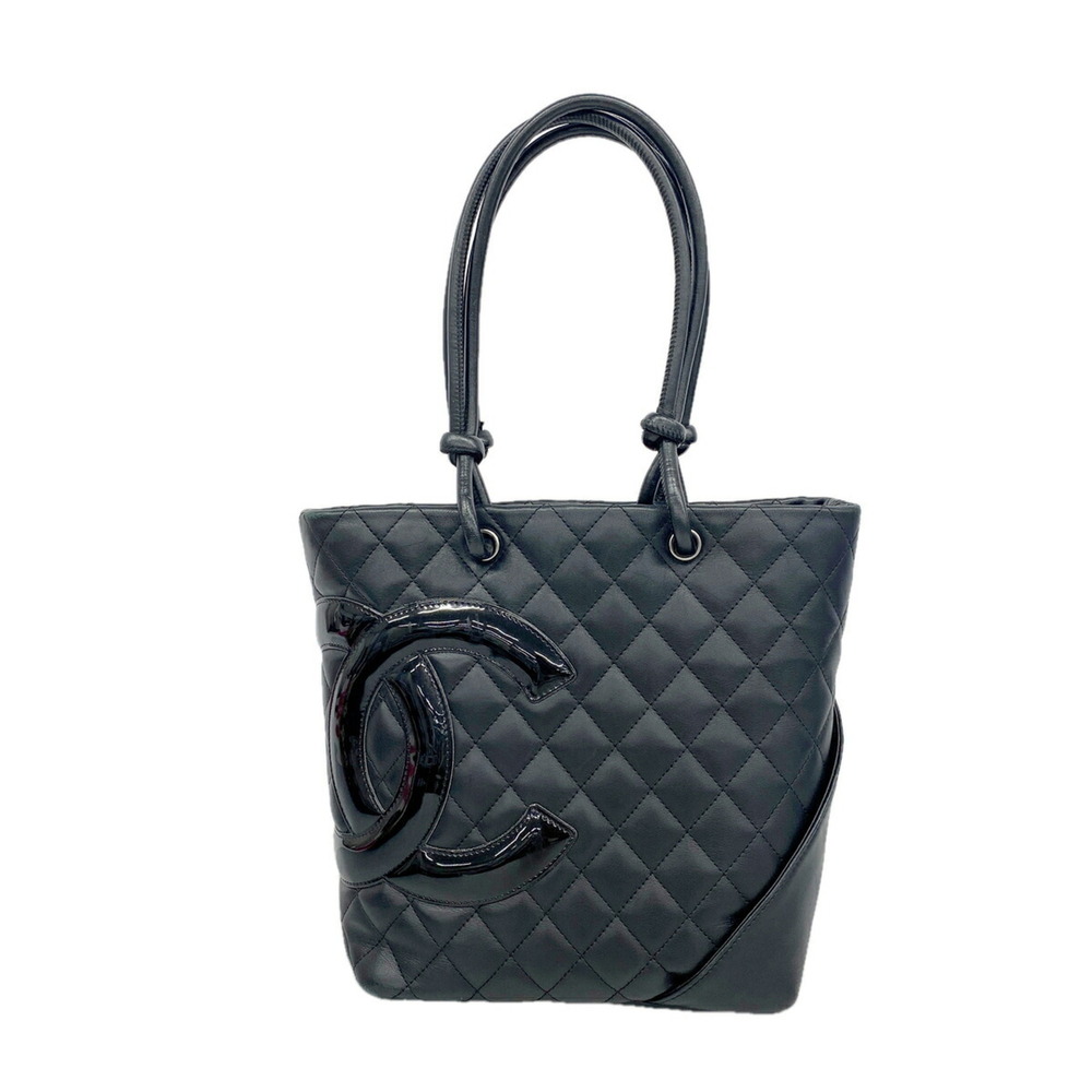 Chanel Cambon Leather Tote Bag, Black, Women's